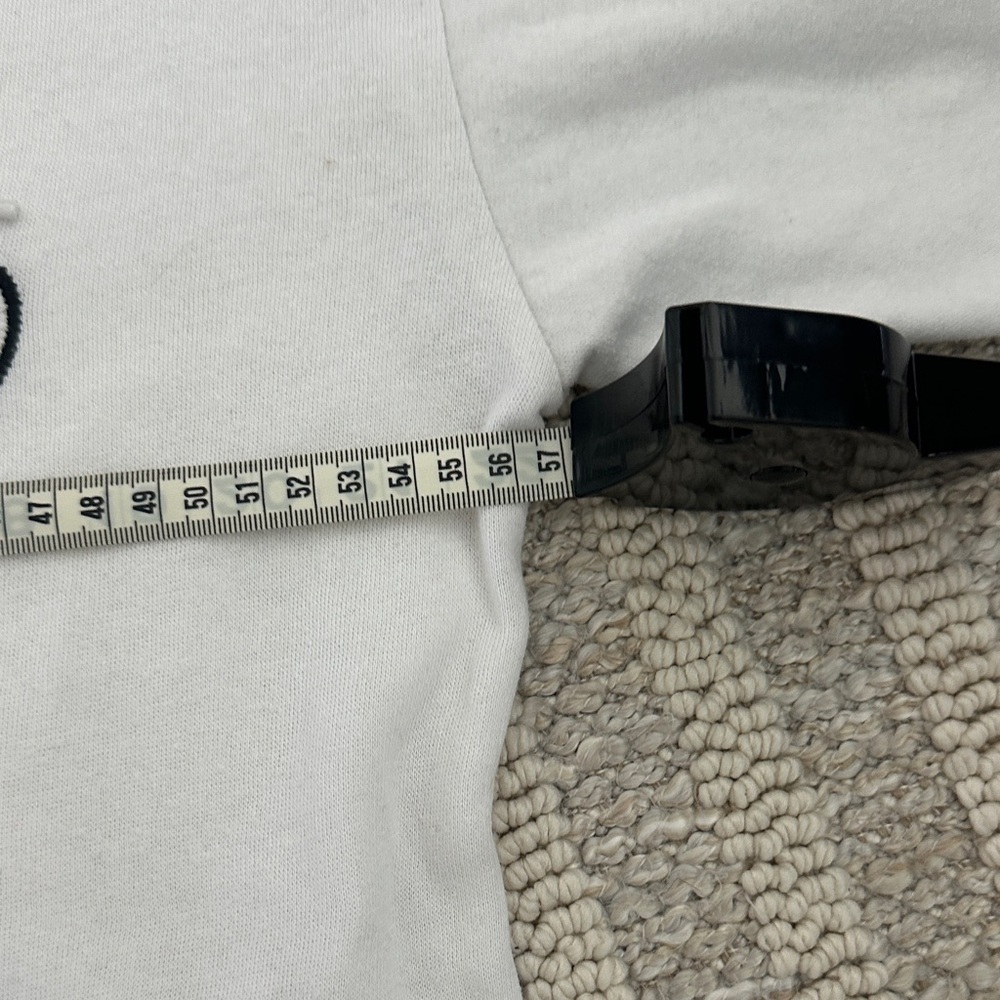 PINK Victoria's Secret White Hoodie with Colorful Sleeve Stripes - Picture 3 of 7